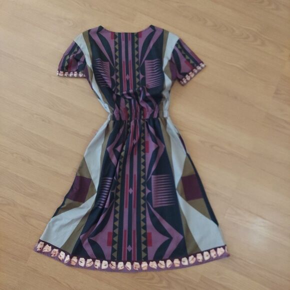 Jamie Okuma Parfleche Pocket Dress Geometric Art To Wear Short Sleeve Sz XS - Picture 9 of 11